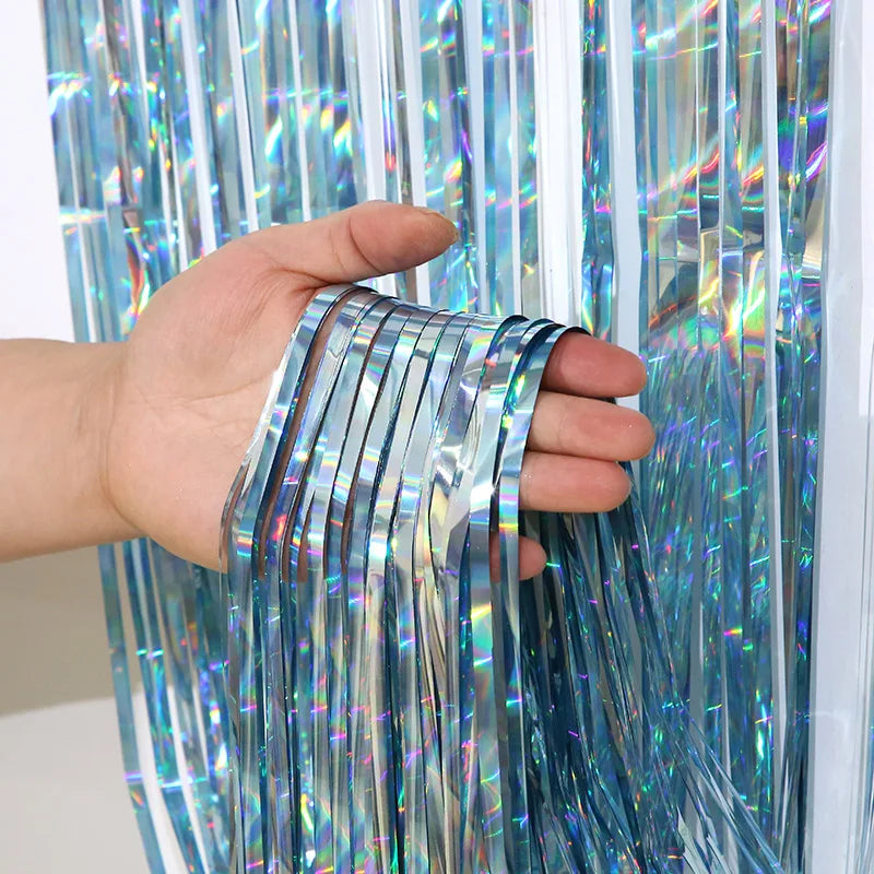 パーティー・インテリア用装飾 オーロラ・レインボーカラーカーテン 長さ1M/2M/3M