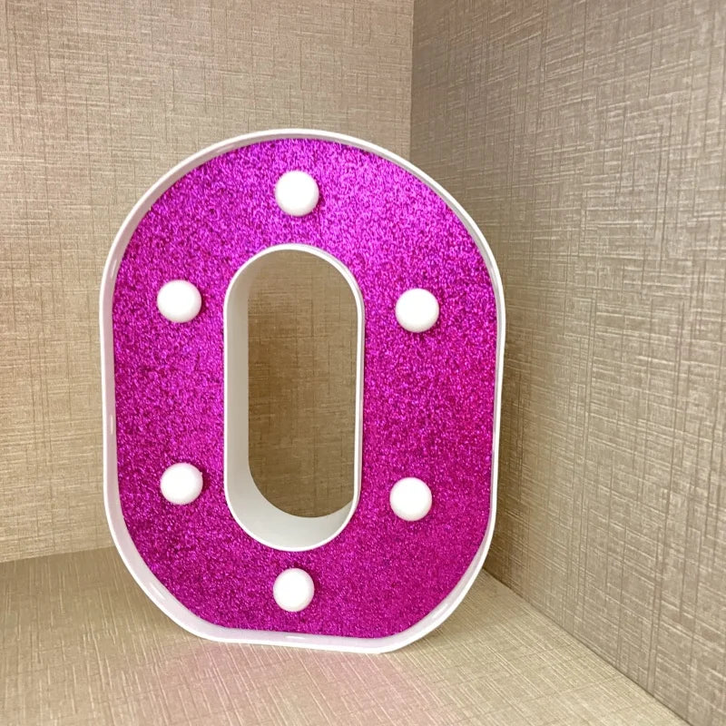 【LED装飾】LEDライト・デコレーションライト(ハート/アルファベット/数字)ピンク パープル 16cm PVC