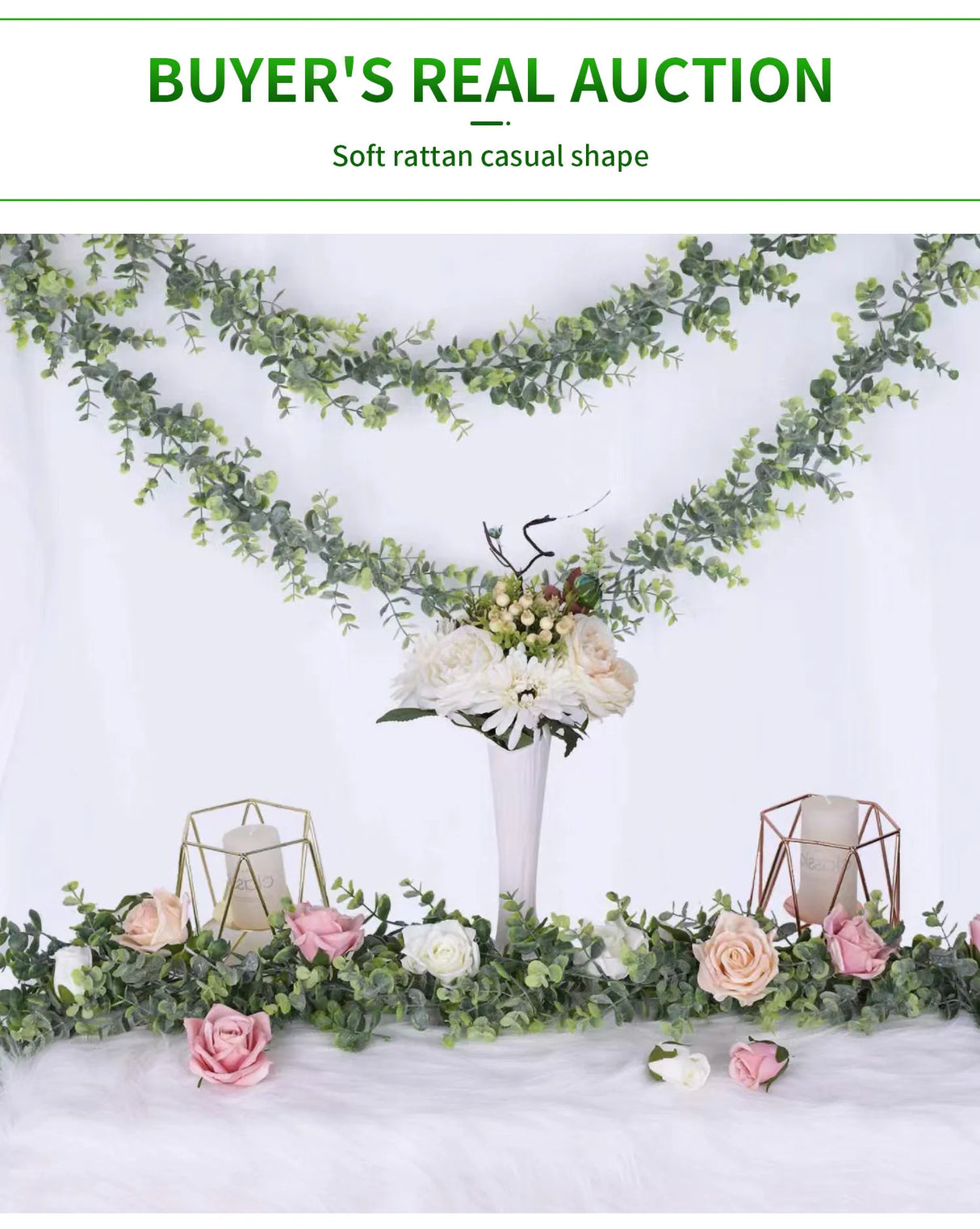 フェイクユーカリラタン人工植物つるグリーン柳の葉シルクアイビー壁掛けガーランドホームウェディングパーティー装飾