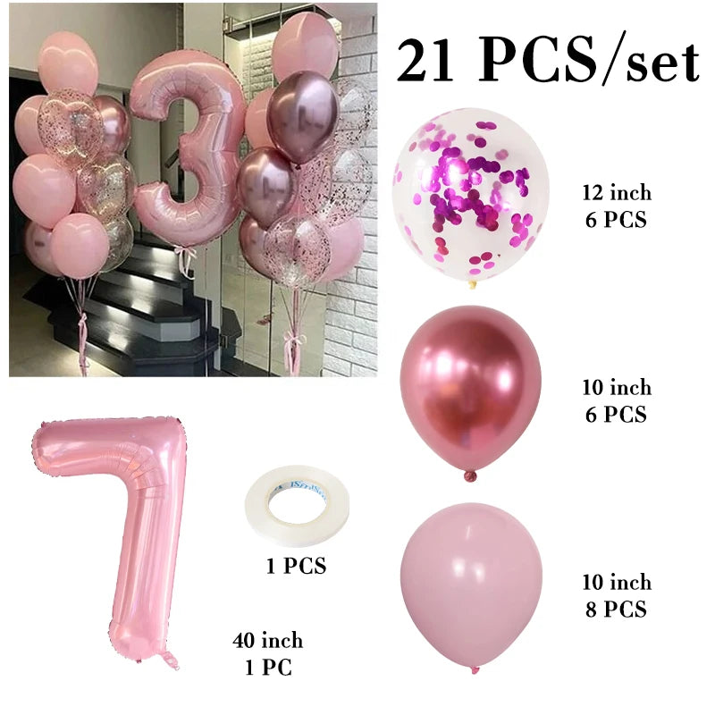 イベント・バルーン装飾 |ピンク数字バルーンセット | 21個