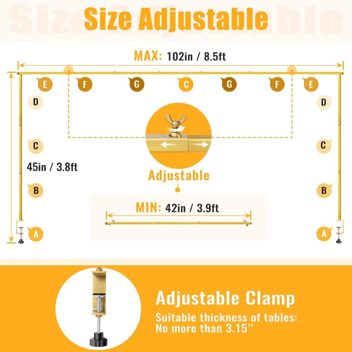 イベント・パーティー装飾 卓上用デコレーションスタンド サイズ調節可能