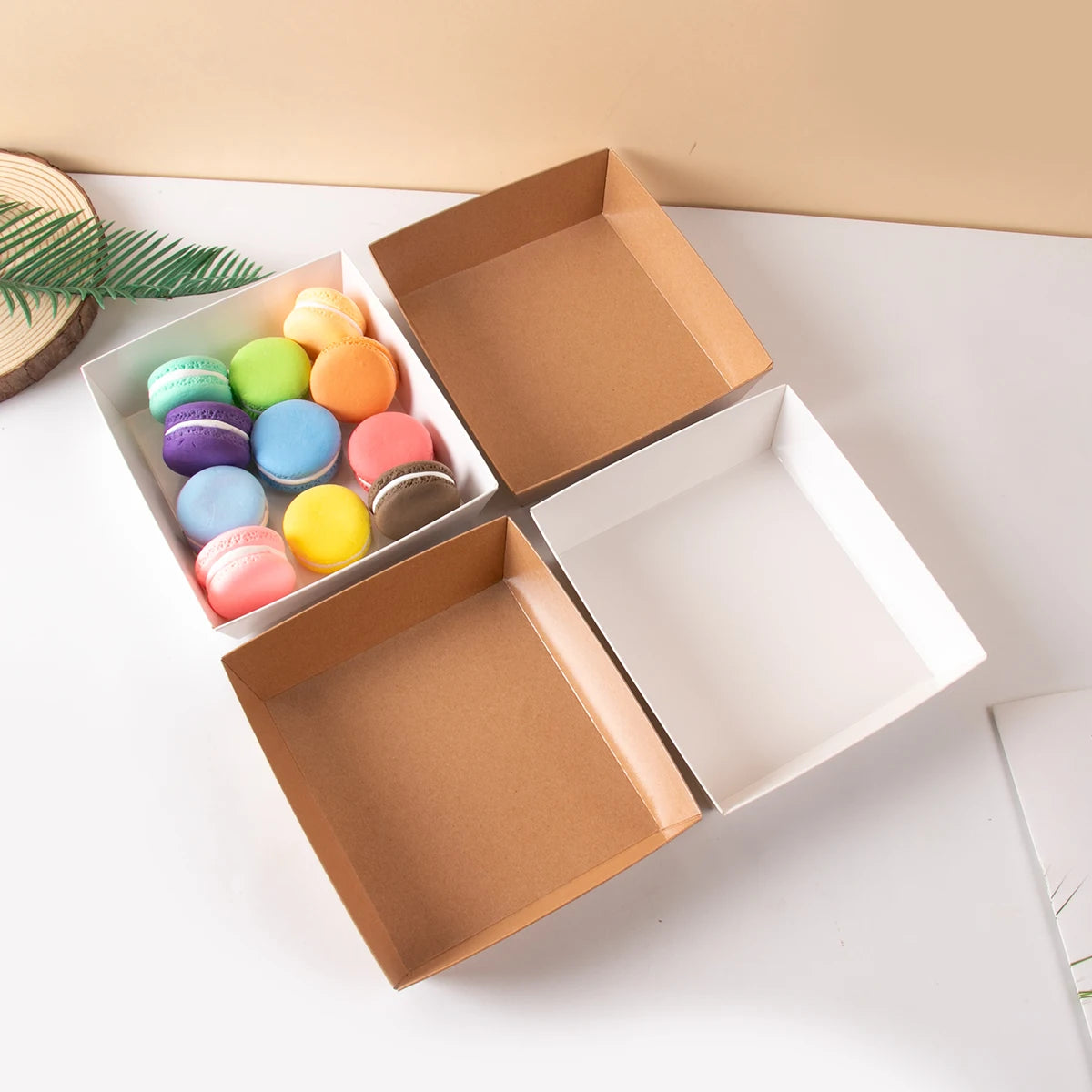 |イベント・ノベルティ用品 | 透明フタ付クラフト紙ボックス10個セット | 12×6.3×12c