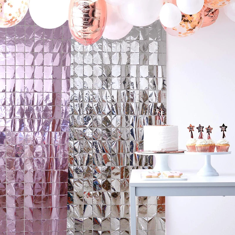 パーティー・インテリア装飾 キラキラ!ミラーボール風カーテン 単品 光反射