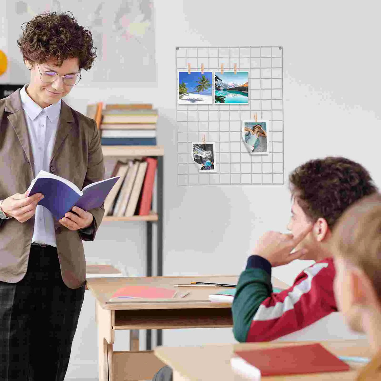 ホワイトアイアンウォールグリッドパネルラック