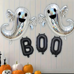 イベント・ハロウィン装飾|シルバーゴースト型バルーンセット(3個/5個)