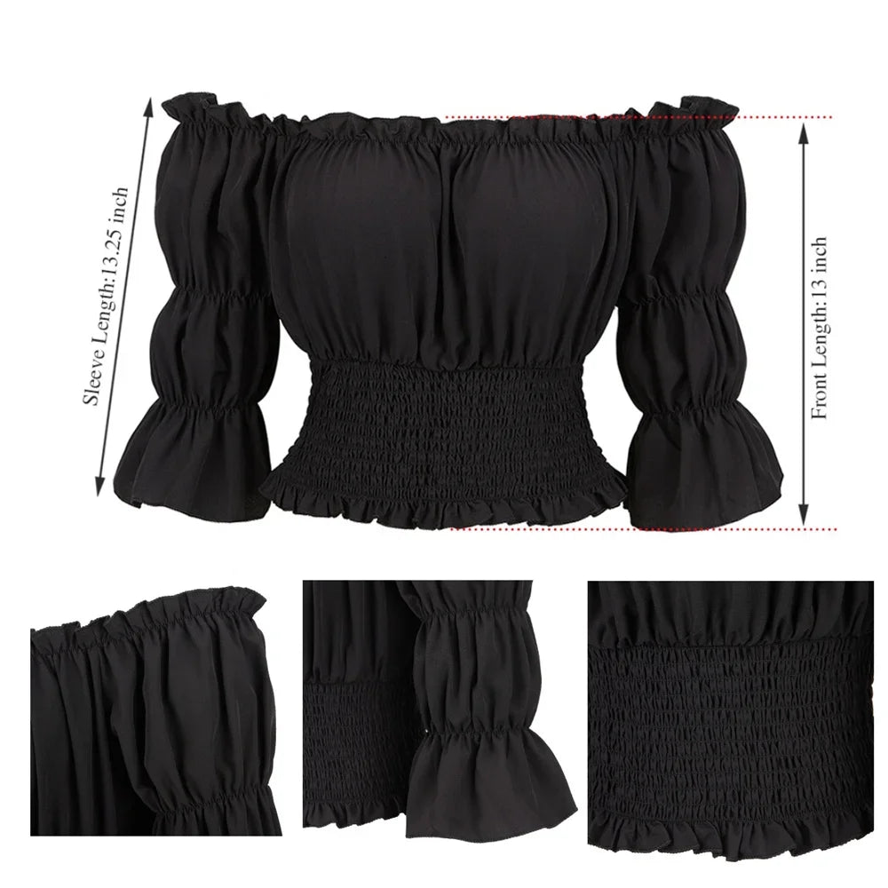 イベント・ハロウィングッズ|シャーリングオフショルダートップス (XS~XXXL)