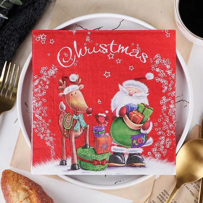 | クリスマスグッズ・ノベルティ用品 | クリスマス柄ペーパーナプキン20枚セット| 33x33c