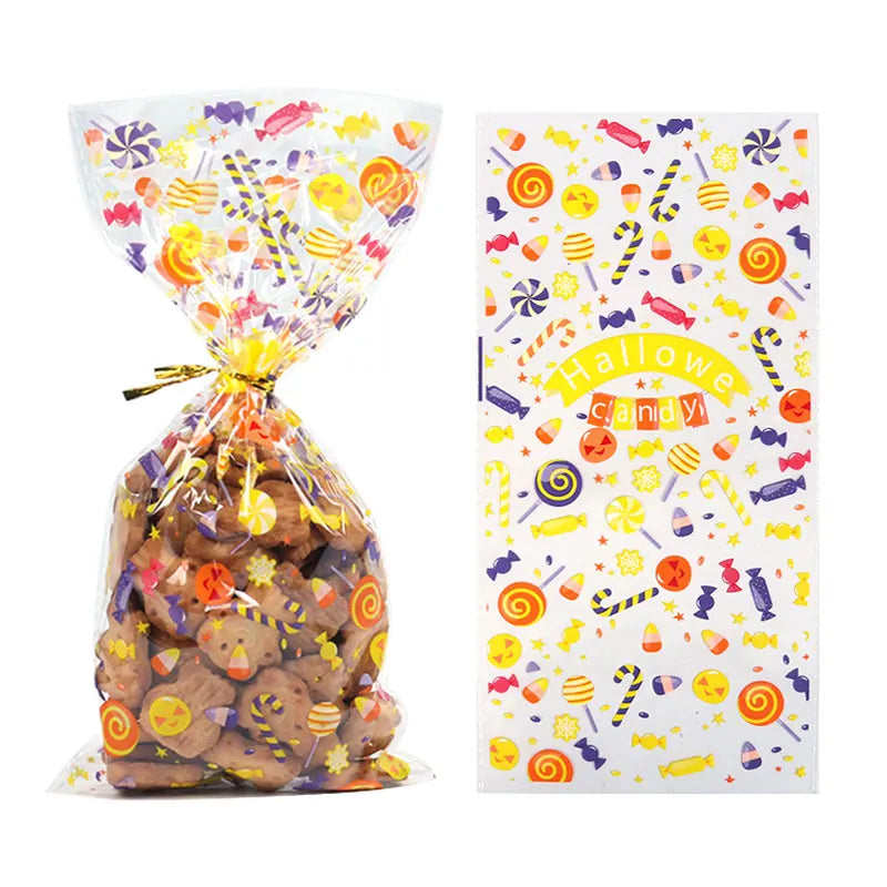 イベント・ハロウィングッズ|クモの巣柄 セロハンギフトバッグ 50個