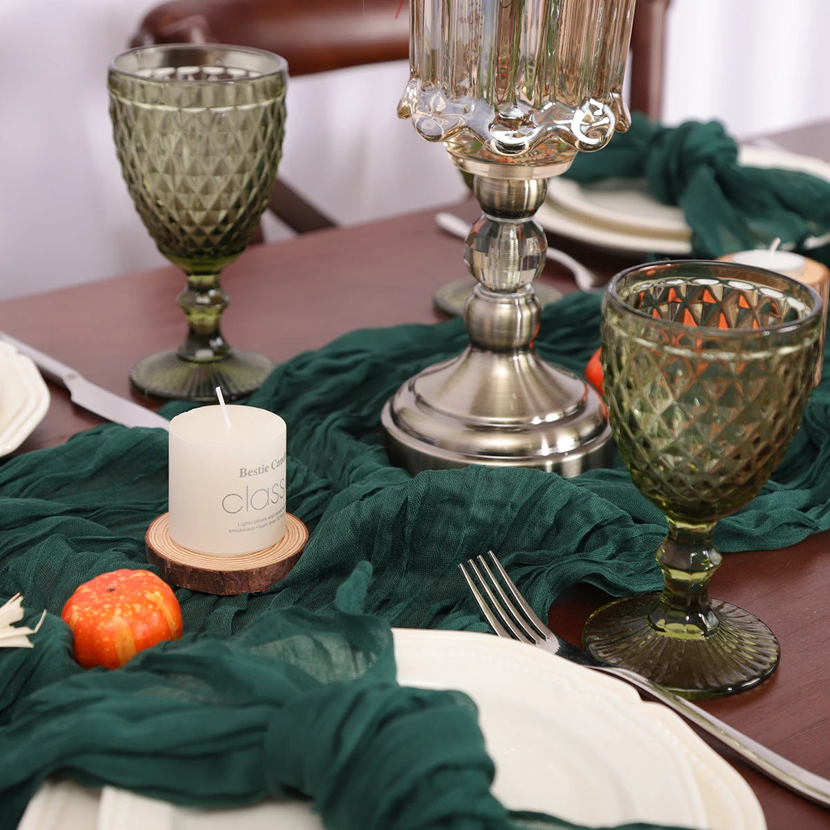 インテリア・パーティ装飾 | ワッシャー加工素材テーブルランナー | 全長0.5m/1.8m/3.4m/4m 結婚式に最適