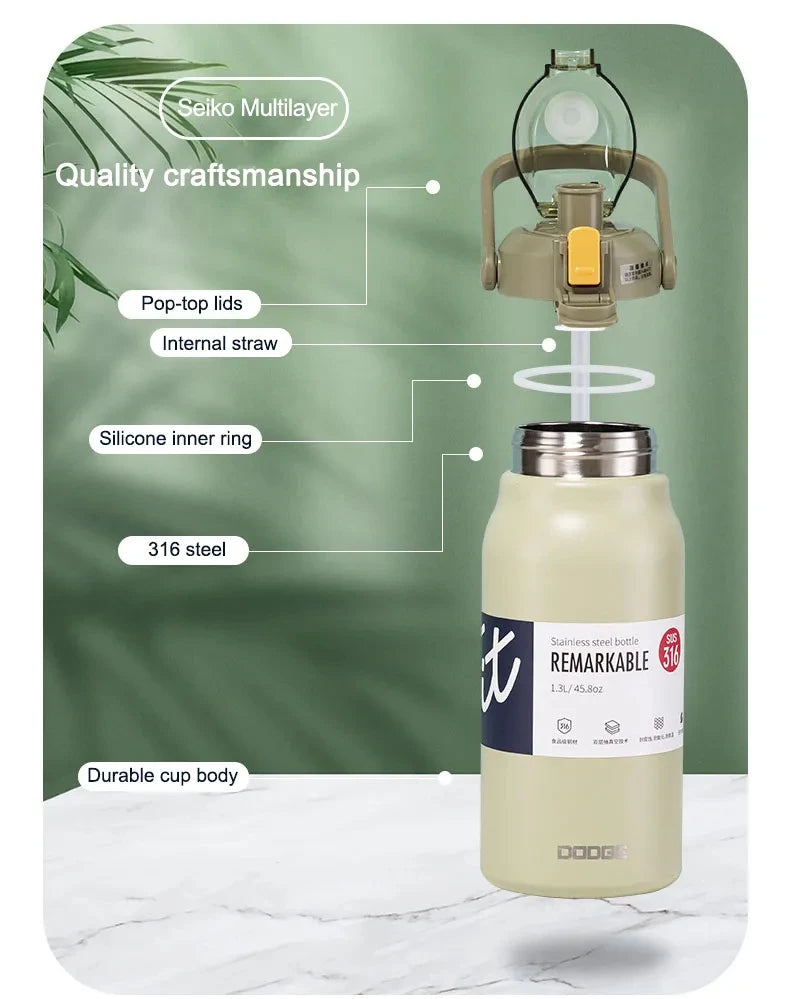 |イベント・ノベルティ用品 | 大容量サーモボトル ストロー付き ステンレス | 1.7L