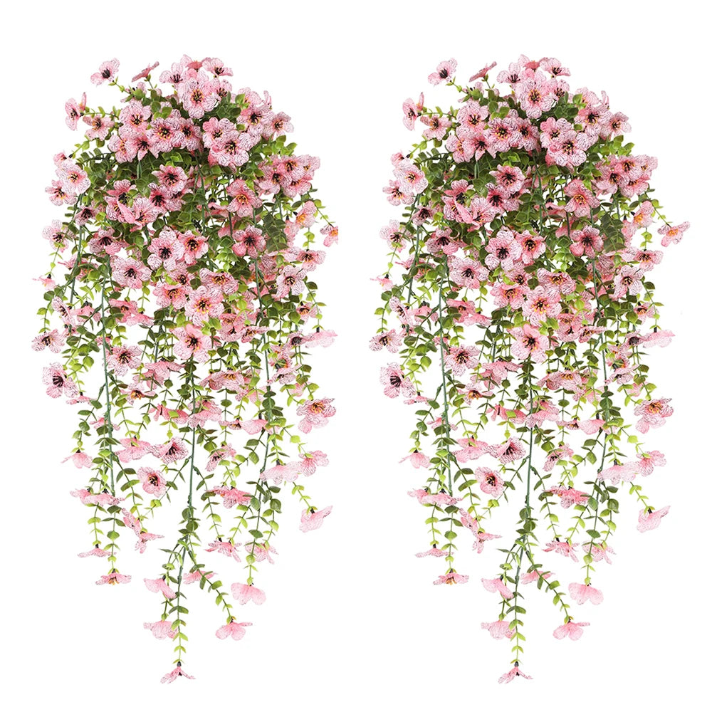 パーティー・インテリア装飾|造花ハンギングフラワー ガーランド2個セット(63cm)