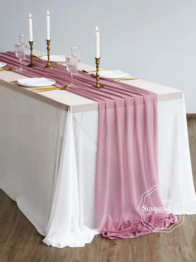 インテリア・パーティ装飾 | シアー生地テーブルランナー| 幅34cm/74cm