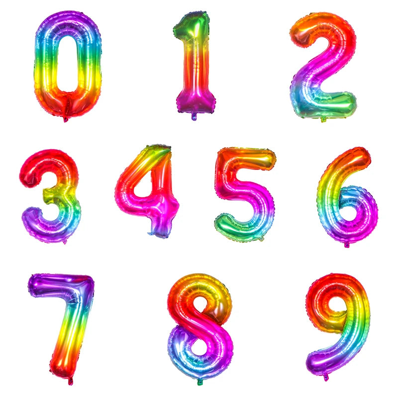イベント・クリスマス装飾|グラデーションレインボー数字バルーン(ナンバーバルーン)
