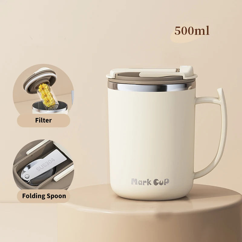 |イベント・ノベルティ用品 | 断熱ステンレス 茶葉フィルター付きマグカップ | 500ml