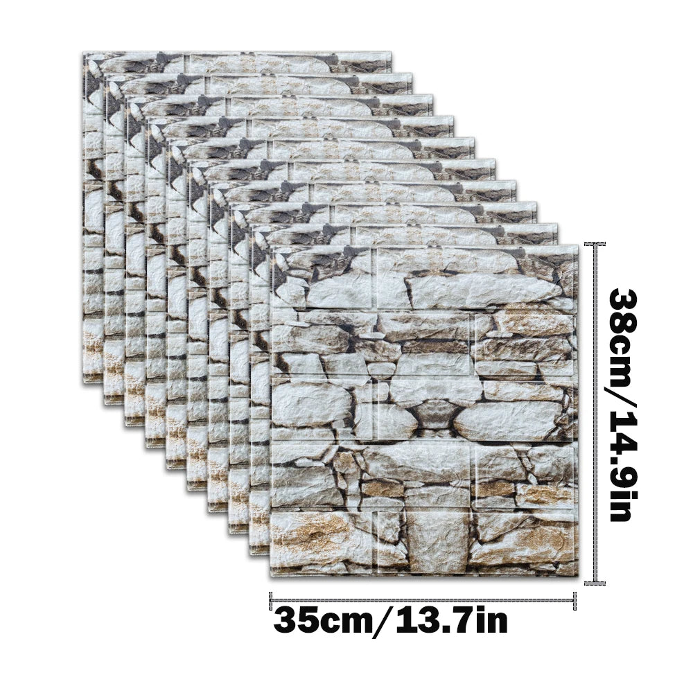 DIY用 レンガ風ステッカー 35x38cm 10pcs コンパクトサイズ防水仕様