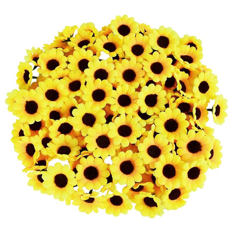 50/100個 4.5cm 小ぶりなフェイクグリーン シルク素材の ひまわり・デイジー