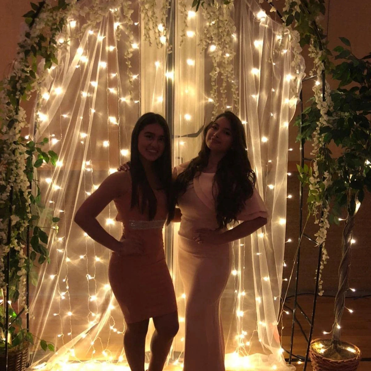 パーティー・インテリア装飾 カーテン+ライトセット 結婚式・イベント用