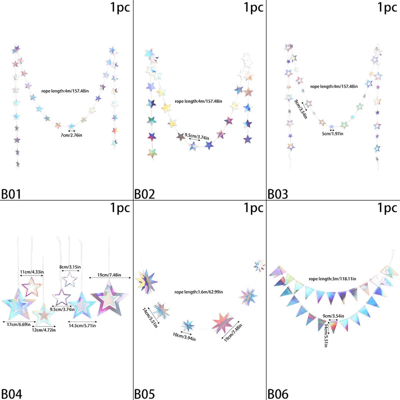 イベント・クリスマス装飾|虹色星型ガーランドバナー
