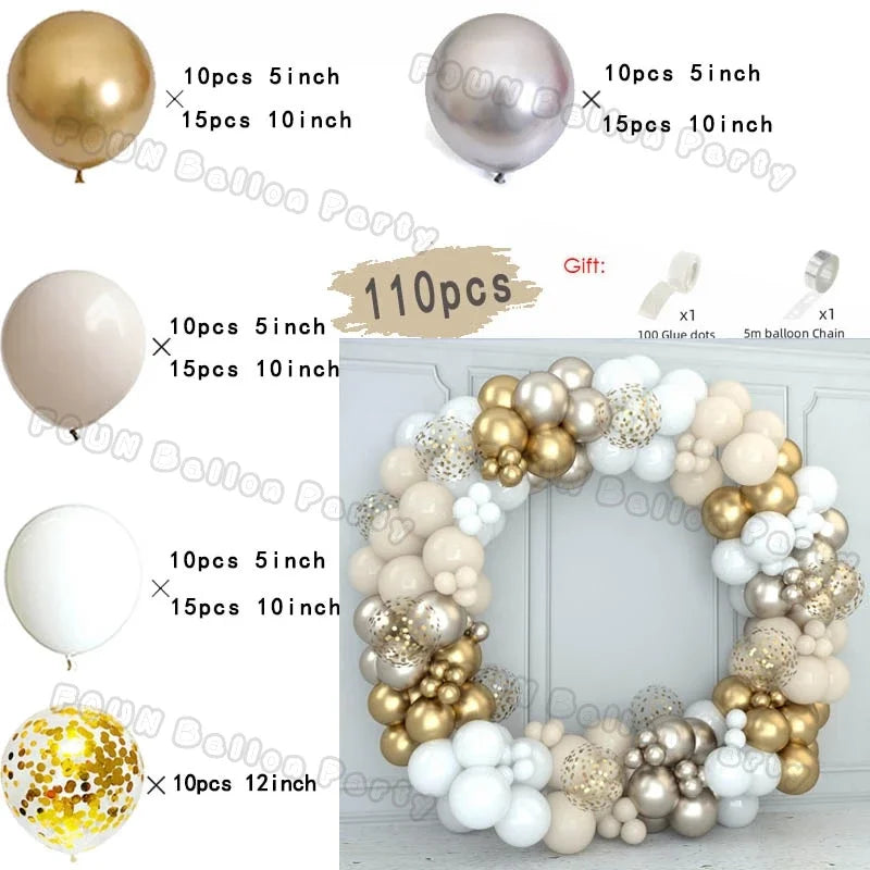 サンドホワイト&ゴールドバルーンアーチキット