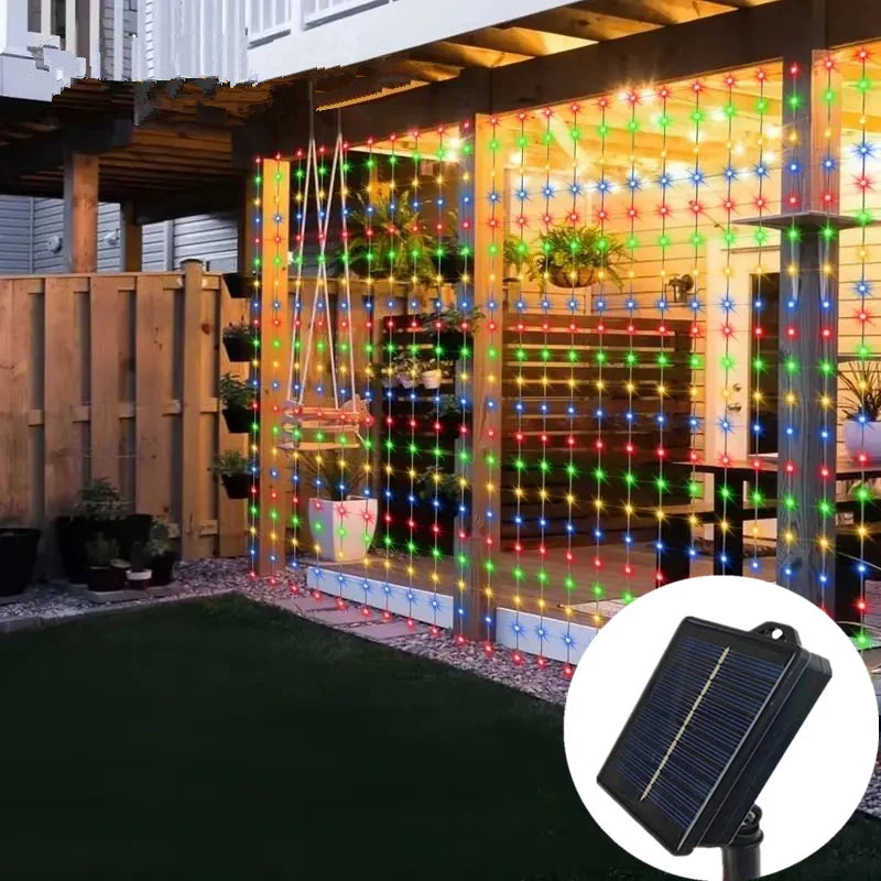 カーテンライト|ソーラーライト|イベント・クリスマス装飾|ソーラーパワLEDカーテンライト(幅3M/6M)