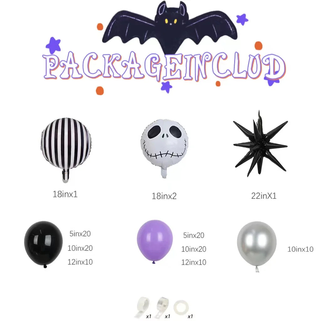 イベント・ハロウィン装飾|スカル型& 丸型&星型バルーンセット( 117個)