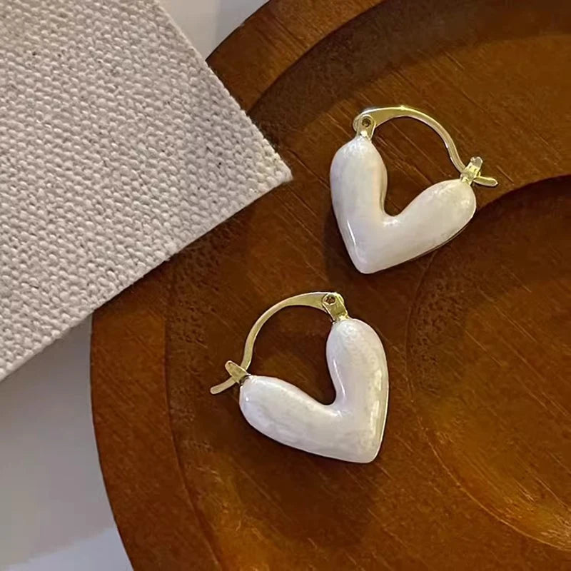 ワインレッドハート型ペンダントイヤリング