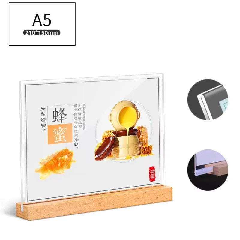 両面クリア卓上アクリルサインホルダー