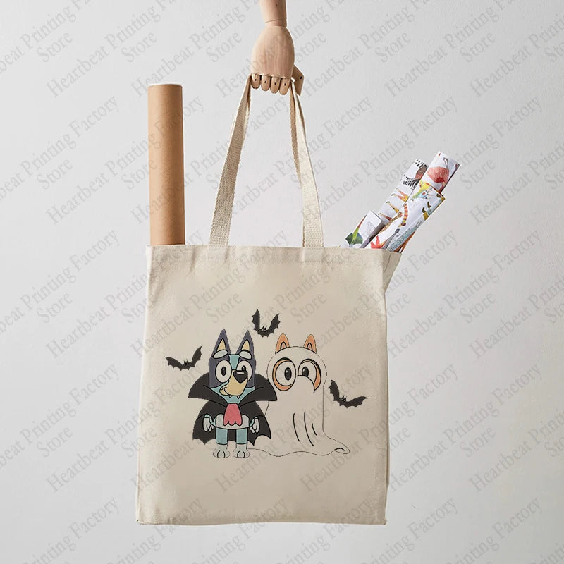 イベント・ハロウィングッズ|ハロウィンゴースト&コウモリ柄トートバッグ(34c×39c)
