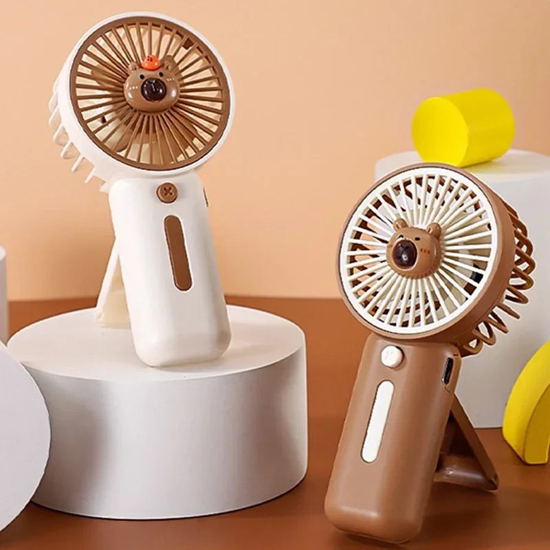 USB充電式 カピバラ柄ミニファン