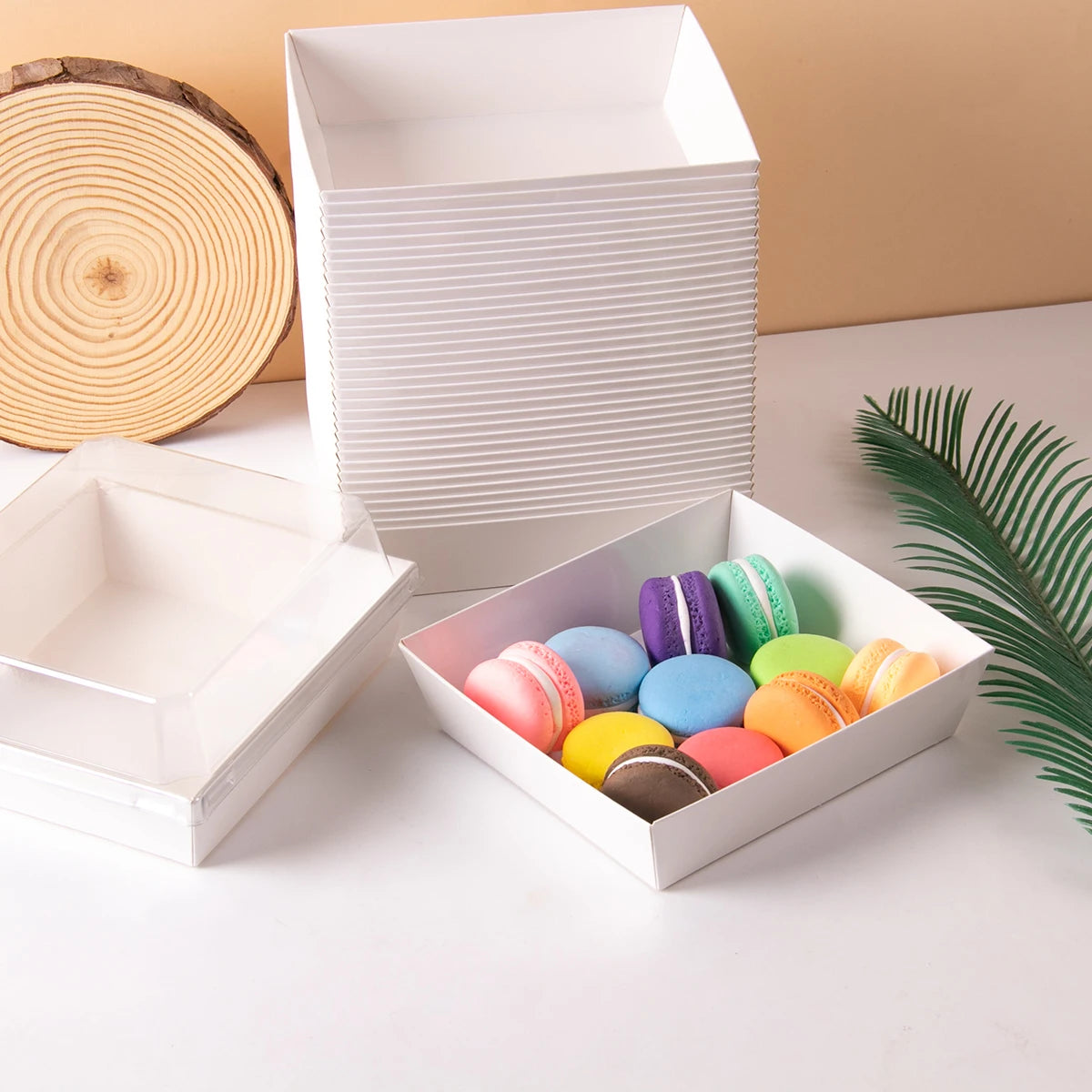 |イベント・ノベルティ用品 | 透明フタ付クラフト紙ボックス10個セット | 12×6.3×12c