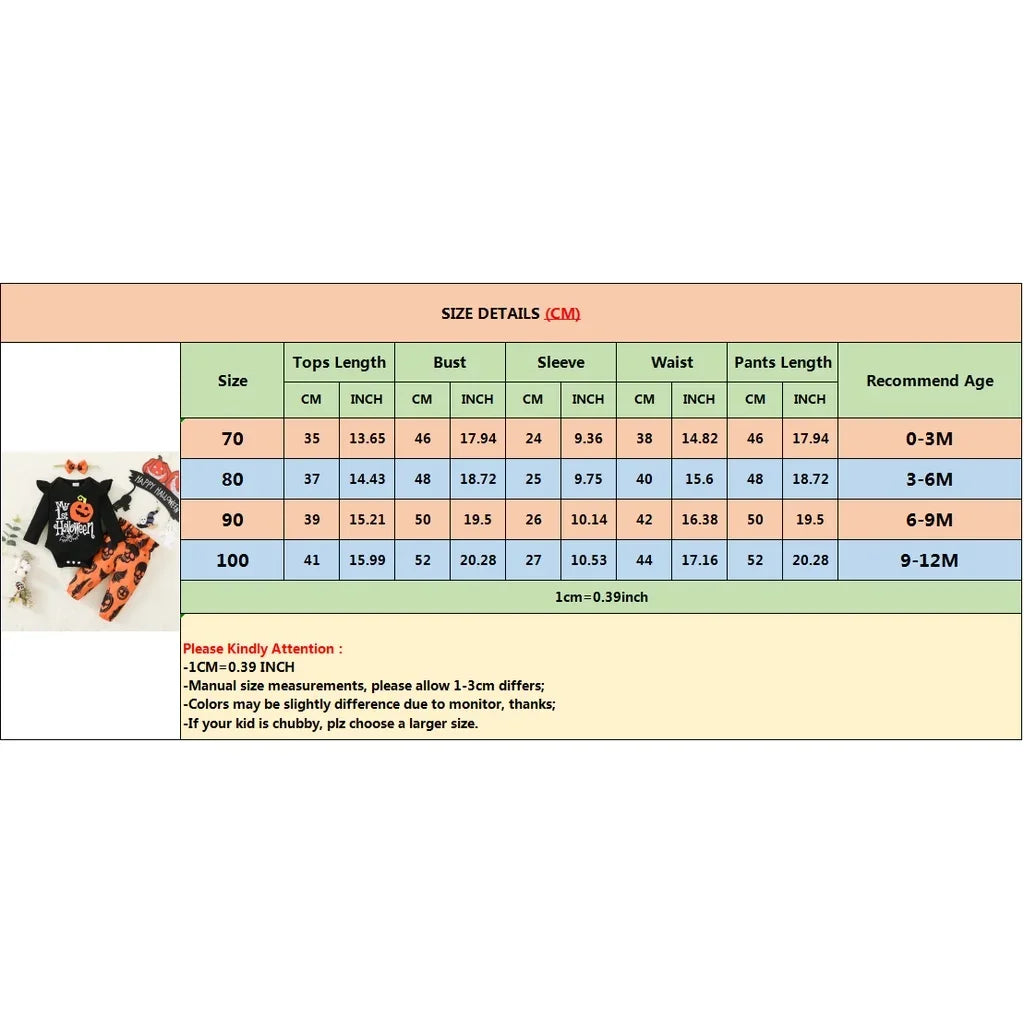 イベント・ハロウィングッズ|ハロウィンパンプキン柄 ベビー服3点セット(3〜6ヶ月)