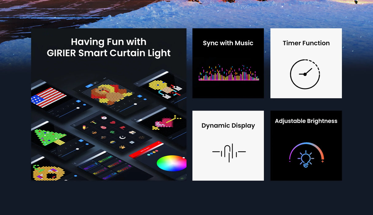 カーテンライト|イベント・クリスマス装飾| Bluetoothスマートカーテンライト(幅2m)