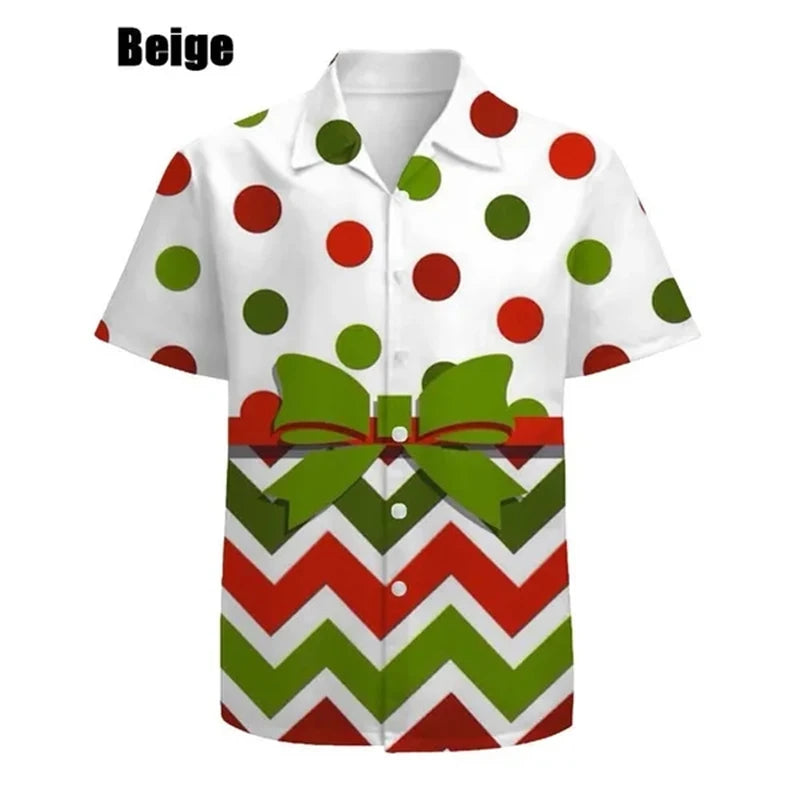 イベント・クリスマスグッズ| メンズ用 ユニーククリスマス柄プリントシャツ(XS~6XL)