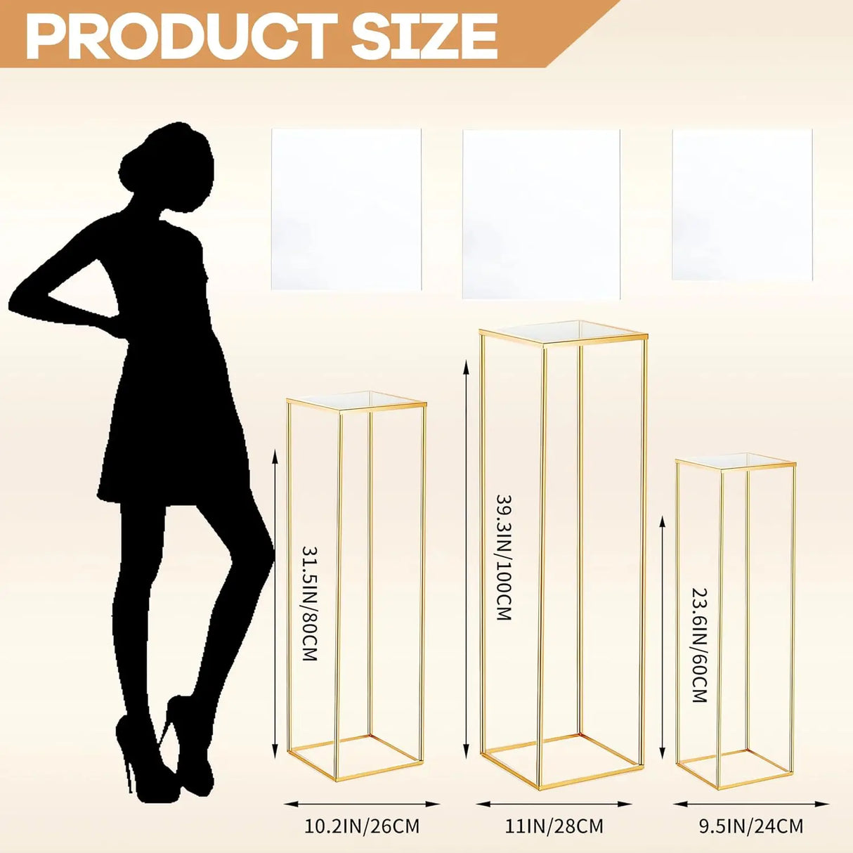 結婚式・インテリア装飾|ゴールドメタルプラントスタンド3個セット