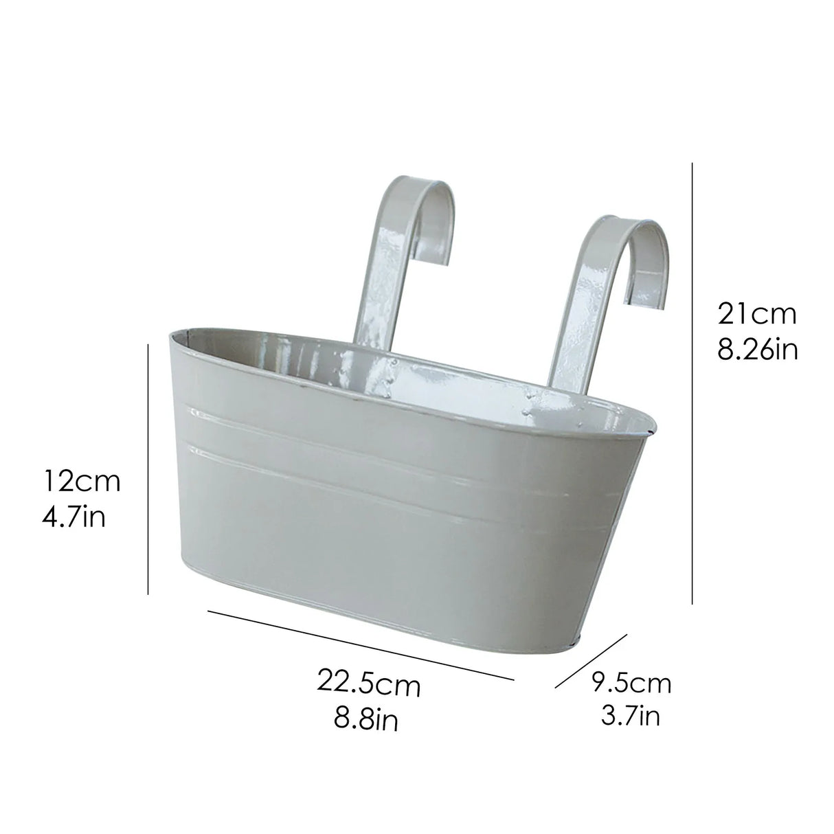 取り外し可能なダブルフック・取り外し可能なブリキハンギングプランター・ホームオーバルメタルプラントフラワーポットフェンスバルコニーガーデンハンギングプランターポット