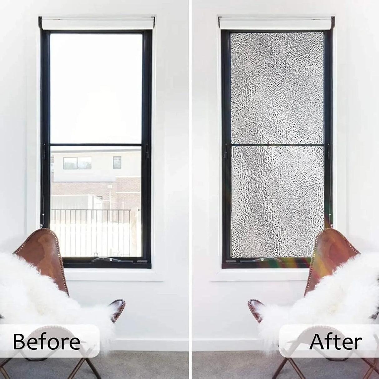 【静電気吸着】レトロなすりガラス風ガラスフィルム – UVカット&断熱効果