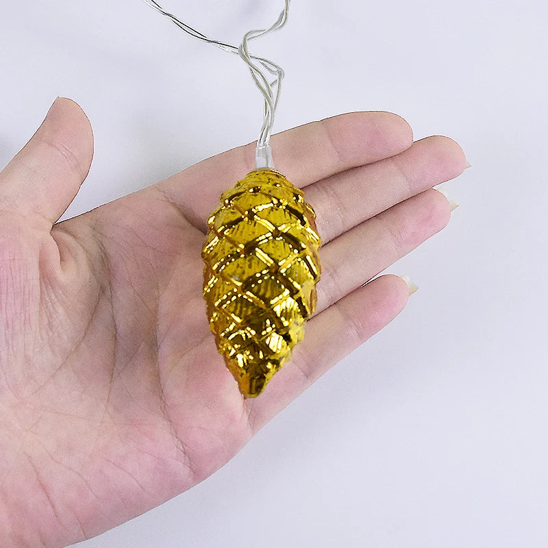 【 LEDライト】ツリー用 松ぼっくり型ライト(ゴールド&シルバー)