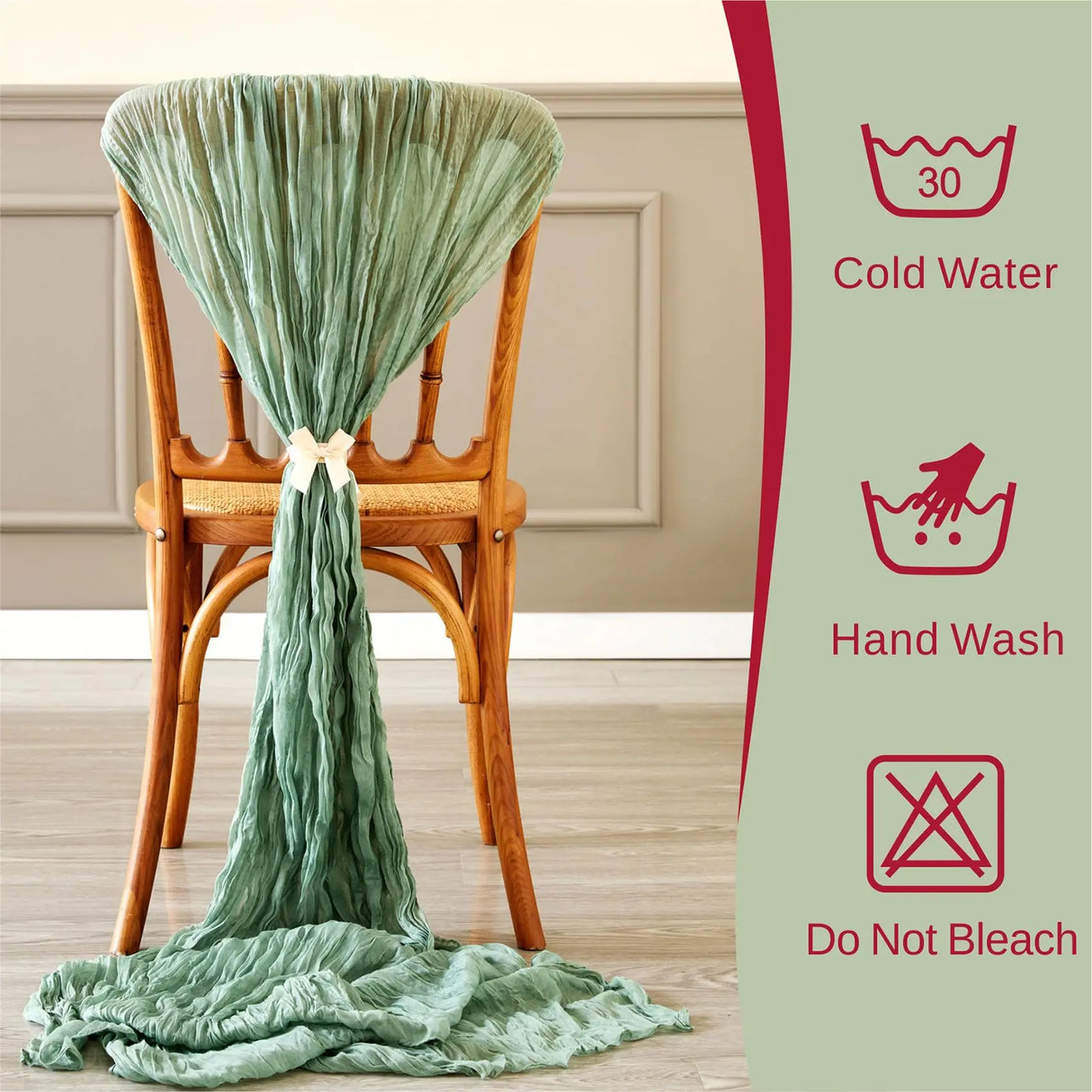 インテリア・パーティ装飾 | ワッシャー加工テーブルランナー6枚セット | 全長1.8m/3.4m/4m