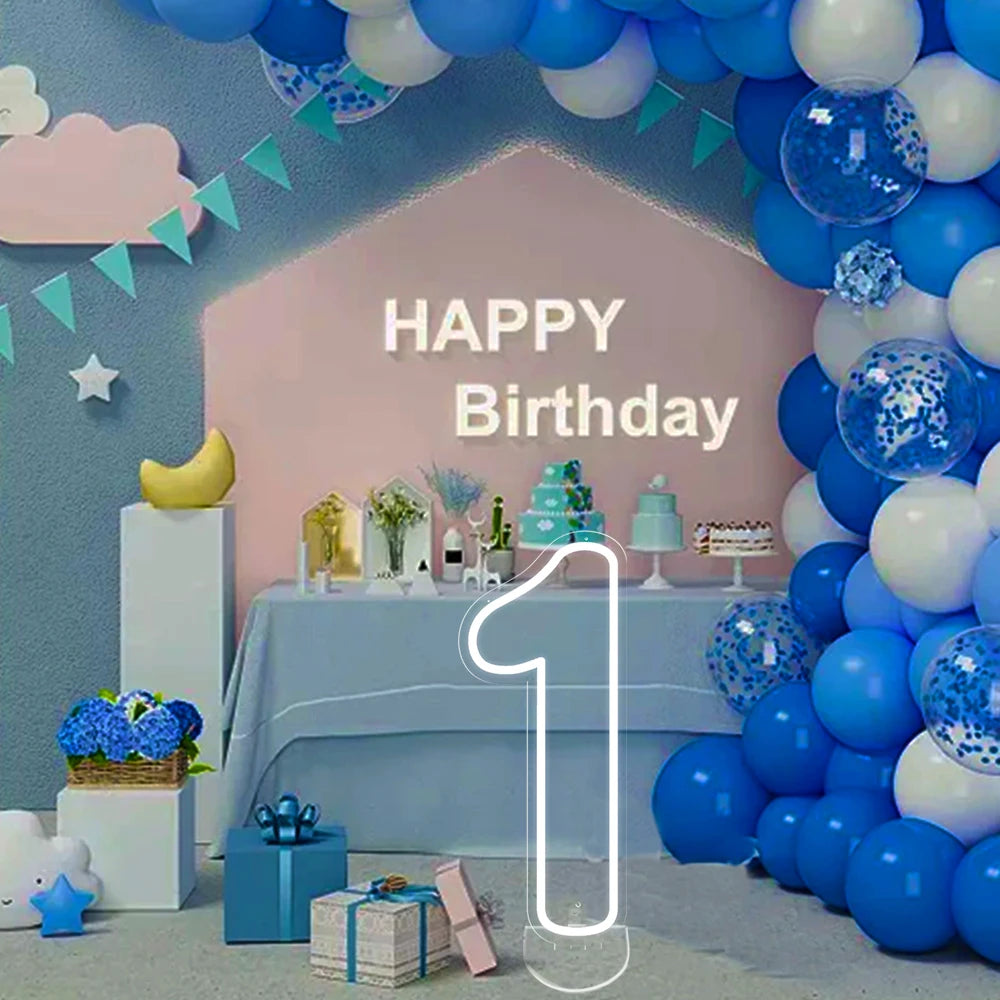 【LED装飾】LEDライト・デコレーションライト(数字)クリア 28x55cm