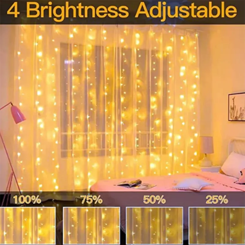 カーテンライト|イベント・クリスマス装飾|防水クリスマスカーテンライトUSB接続(幅3M/4M/6M)