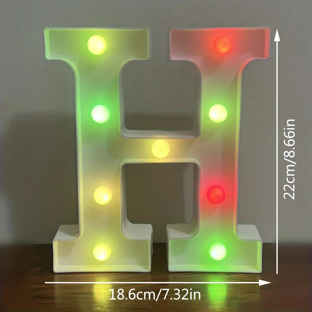 【LED装飾】LEDライト・デコレーションライト(アルファベット/数字)マルチカラー 22cm