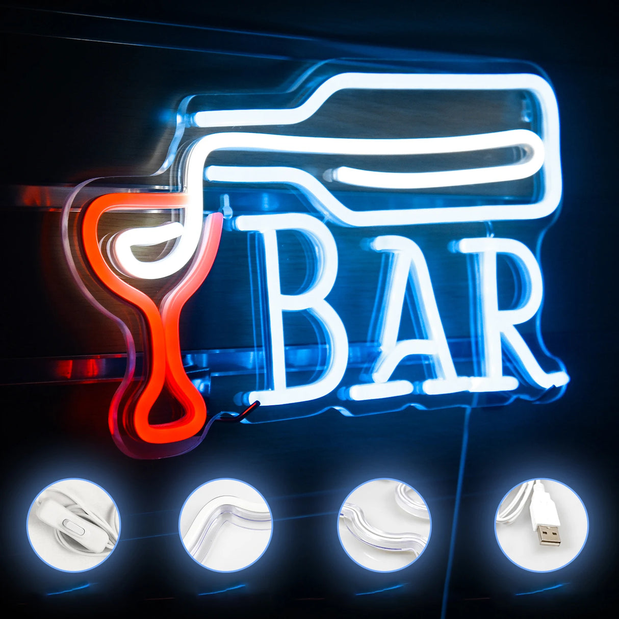 Bar/OPEN/Beer/Cheers/Cacktails LEDネオンサイン(ネオン看板)