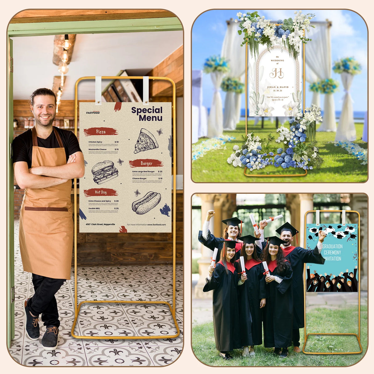 金属製フォトブース ゴールドアーチスタンド