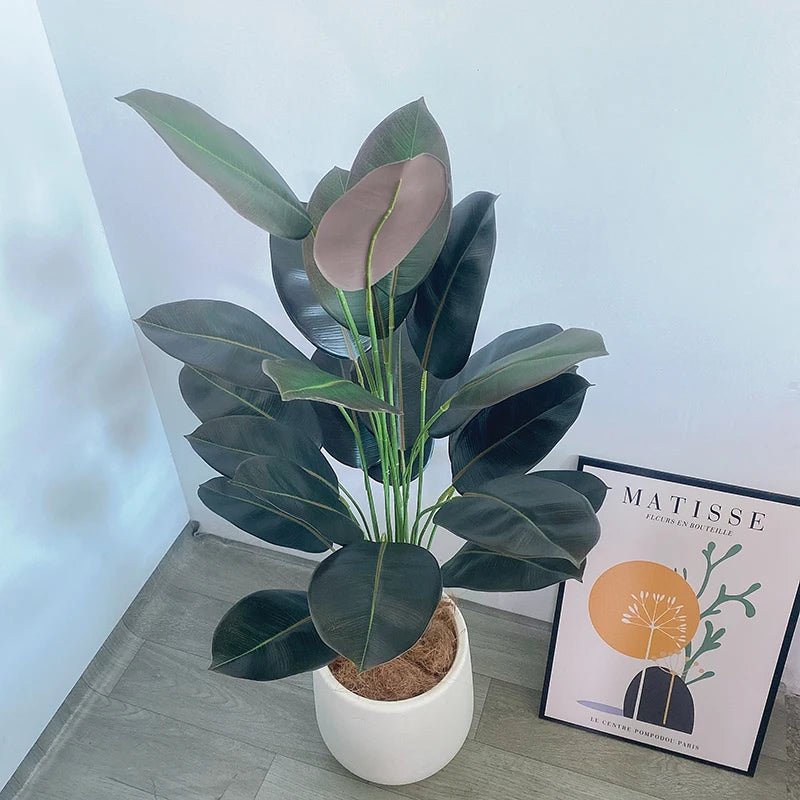 70インチの大型人工植物・フェイクフィカスツリーの枝・プラスチックゴムの葉・背の高い緑の風景