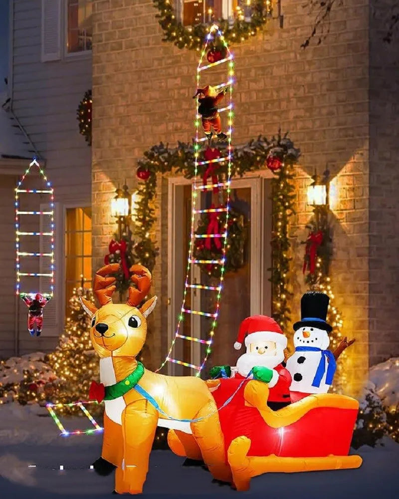 イベント・パーティー装飾|LEDクリスマス装飾セット はしご&サンタ(1.7M)