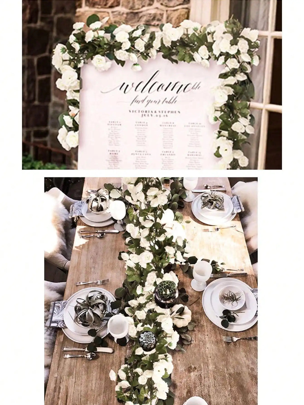 パーティー・インテリア装飾|造花ローズガーランド2個セット(1.8M)