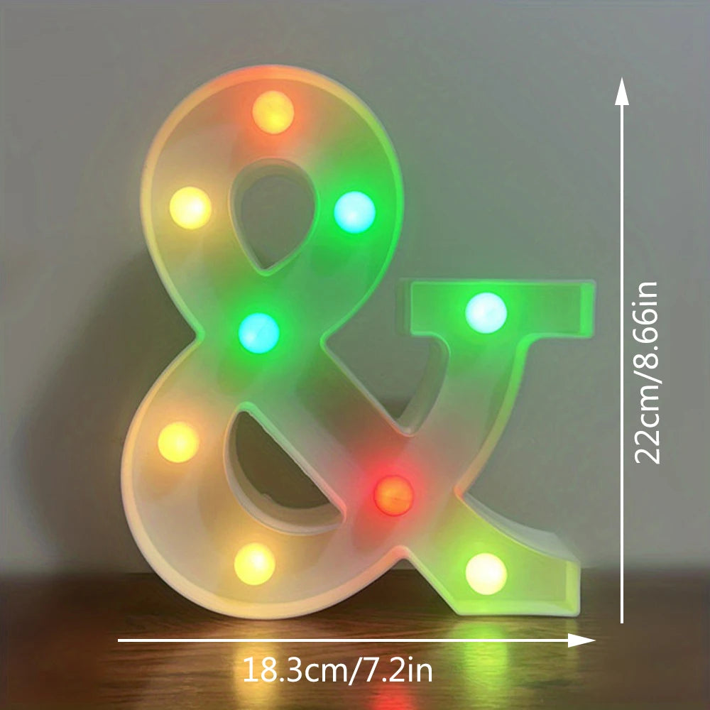 【LED装飾】LEDライト・デコレーションライト(アルファベット/数字)マルチカラー 22cm