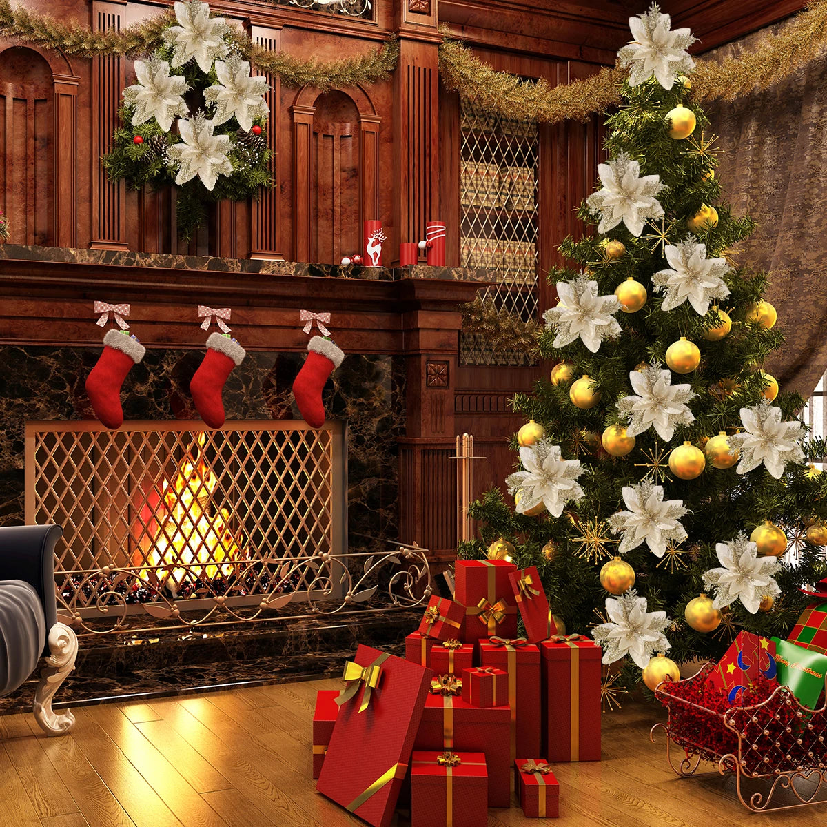 【シルク製造花】クリスマスにピッタリなイベント用フラワー(4カラー)