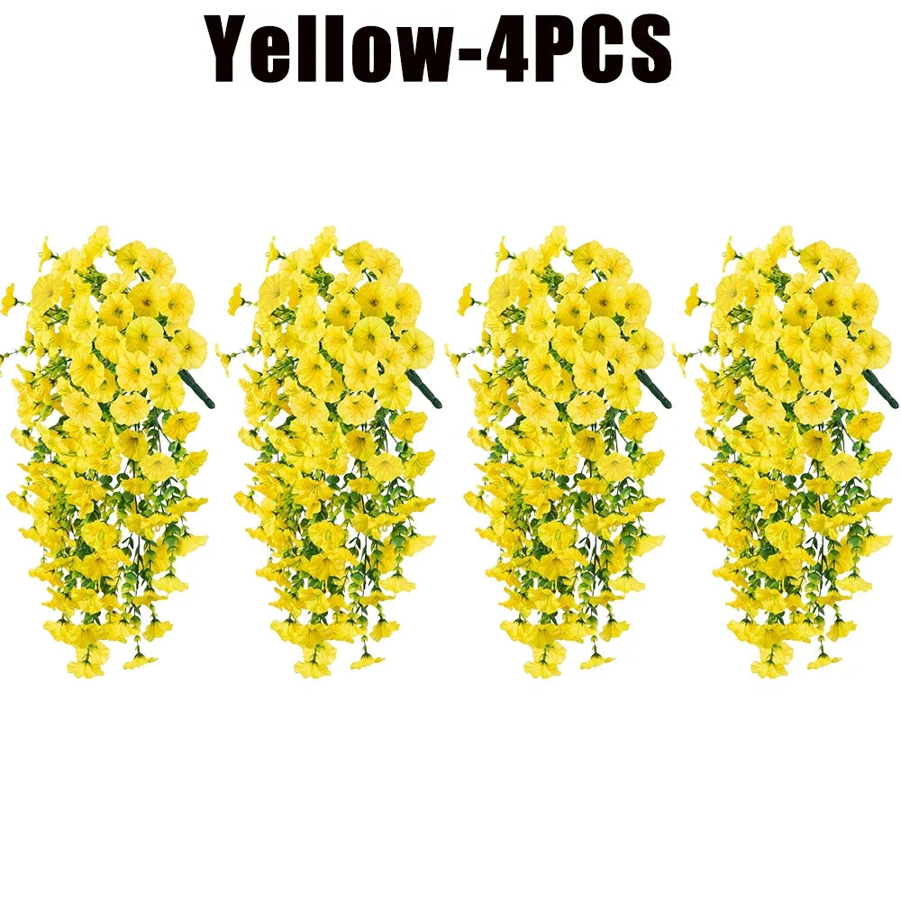 パーティー・ガーデン装飾 造花 リアルなペチュニア再現 2種類シルク製造花ブーケ 紫外線対策