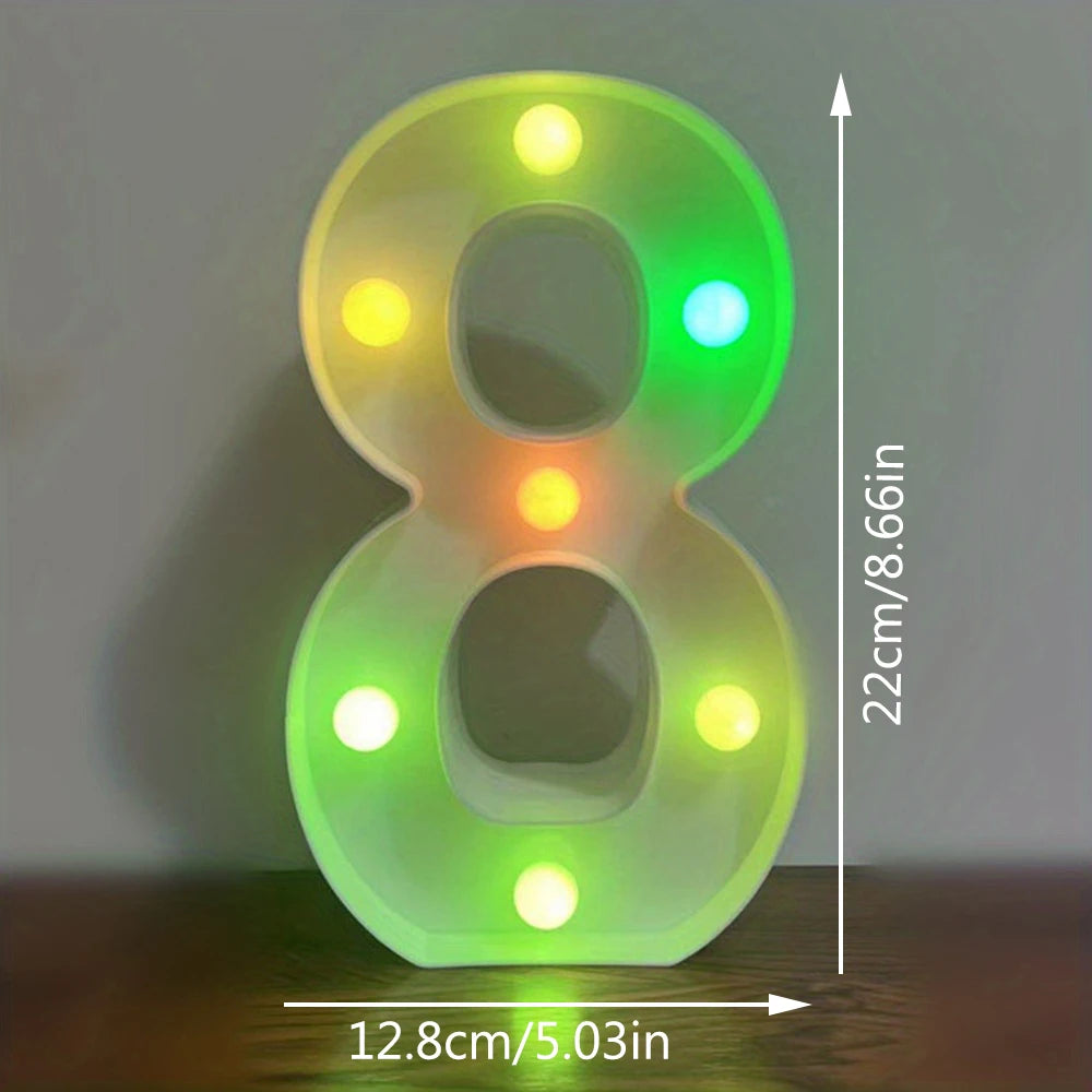 【LED装飾】LEDライト・デコレーションライト(アルファベット/数字)マルチカラー 22cm